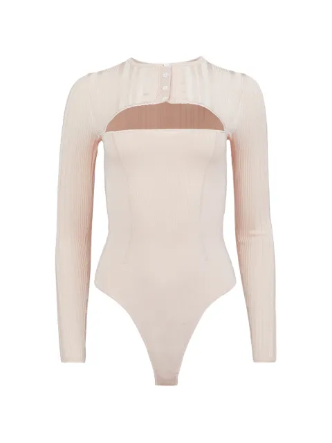 Fleur Du Mal button rib bodysuit Neutrals BS05081081