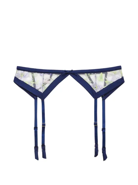 Fleur Du Mal embroidered garter belt Blue GR0110