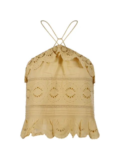 MARANT ÉTOILE eyelet ruffled top Neutrals T0769FAD1J05E