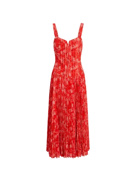 Cinq A Sept Botanical Floral Pascual pleated midi dress Red ZD331811324ZBISMI