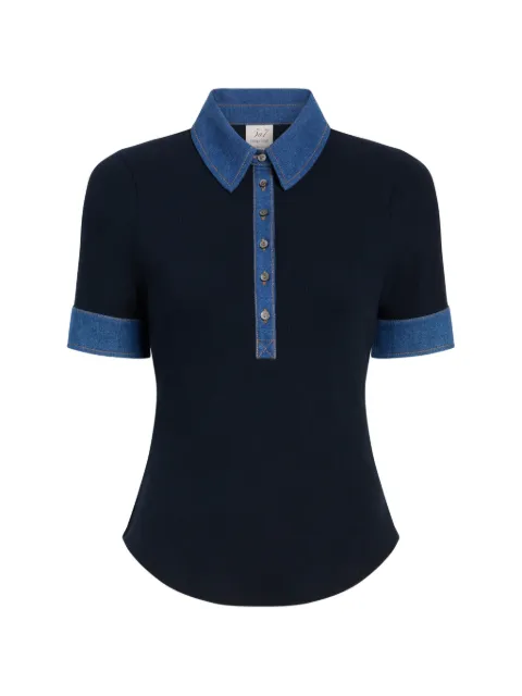 Cinq A Sept Jaden short-sleeve polo top Blue ZT12338921ZNYMS