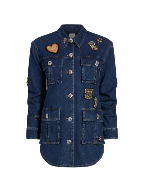 Cinq A Sept floral embellished patch jacket Blue ZJ416U7798ZABYMU