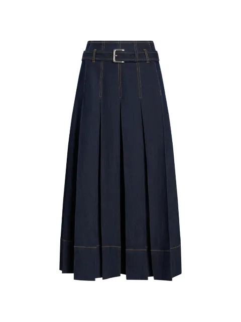 Cinq A Sept Rylee belted pleated midi skirt Blue ZS5861502ZIND