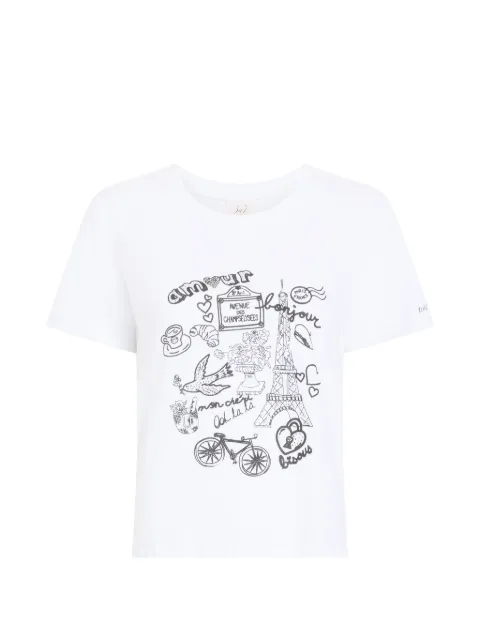 Cinq A Sept Rhinestone doodle shrunken T-shirt White ZT11942392ZWBK