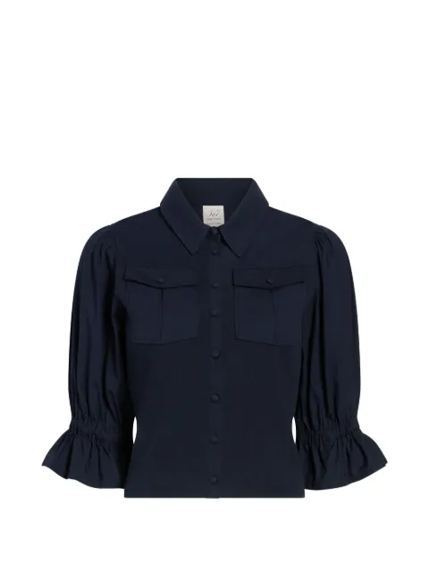 Cinq A Sept Lyric ruffled pocket shirt Blue ZT9448921ZNVY