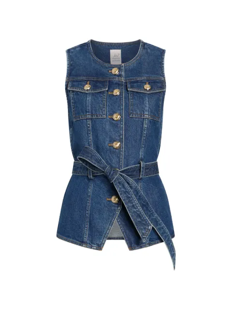 Cinq A Sept Reenee button belted jean vest Blue ZV01111175ZTIDE