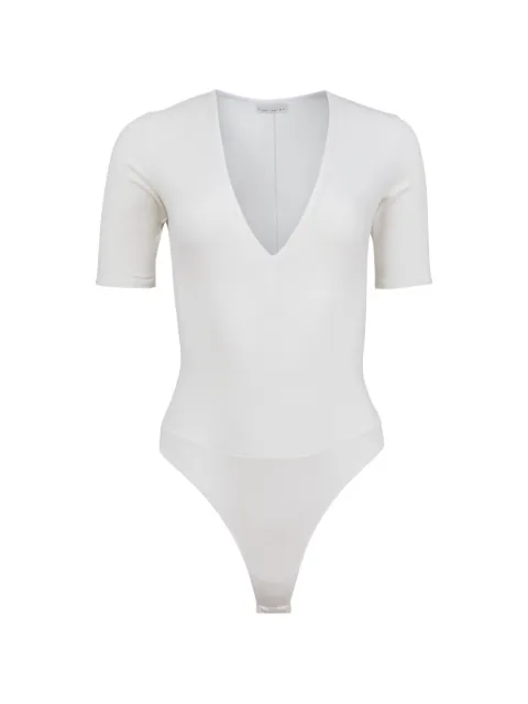 Fleur Du Mal deep plunge bodysuit White BS04660300