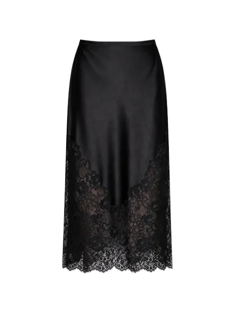 Fleur Du Mal Juliet lace-trim midi skirt Black SK02410100
