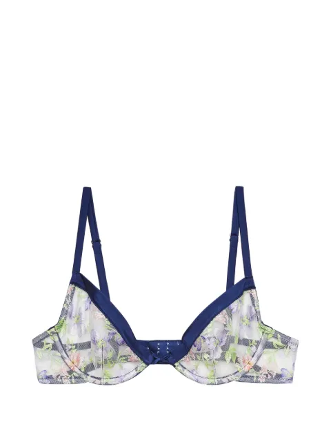 Fleur Du Mal embroidered demi bra Blue BR0531