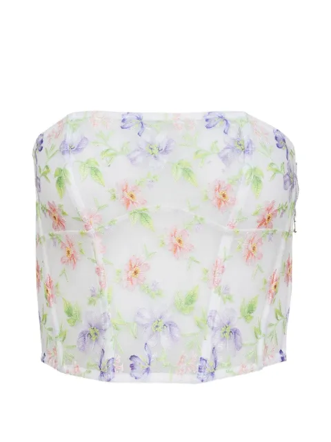 Fleur Du Mal embroidered corset top White TP0756