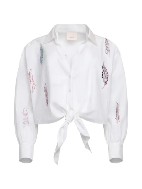 Cinq A Sept Marianna Paillette Whirl tied shirt White ZW1394S3044Z