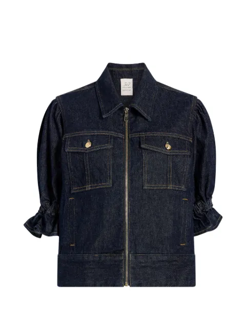 Cinq A Sept Holly ruffled puff-sleeve denim jacket Blue ZJ39611534ZINOIR
