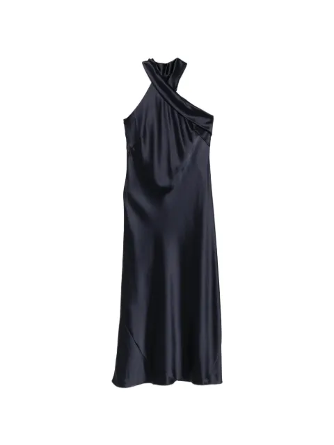 Galvan London Pandora satin midi dress Blue DR0270