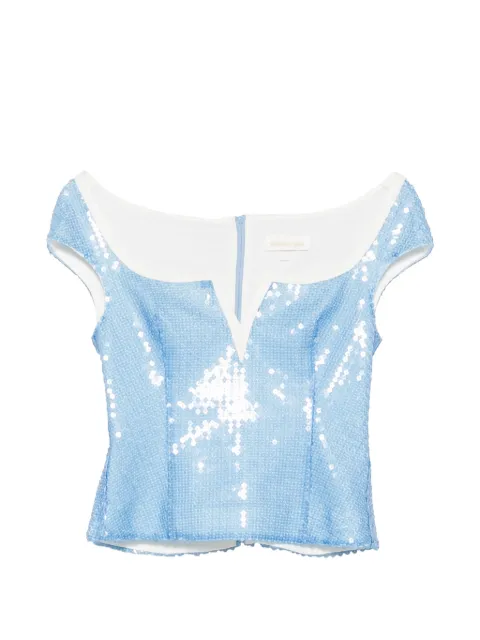 SHUSHU/TONG sequin-embellishment top Blue FSMTTO03CAA082