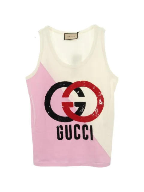 Gucci Pre-Owned 2020s Interlocking G sequin tank top White 1038647