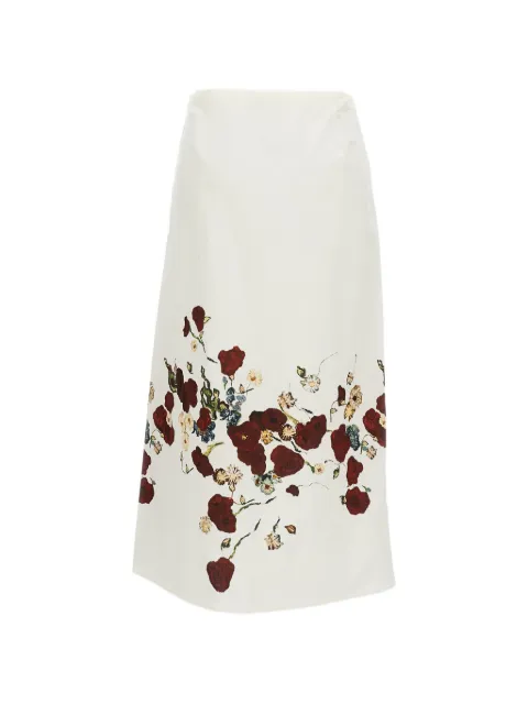 KHAITE floral-print midi skirt Neutrals 41723851590