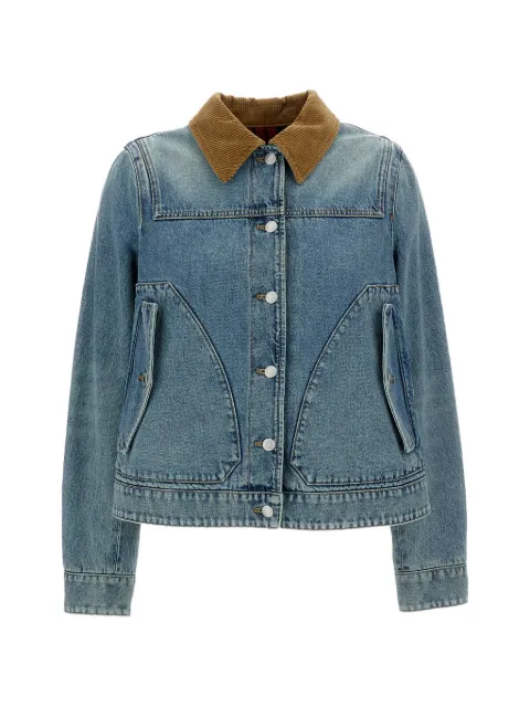 Alexander McQueen corduroy-collar denim jacket Blue 852182QMAD0