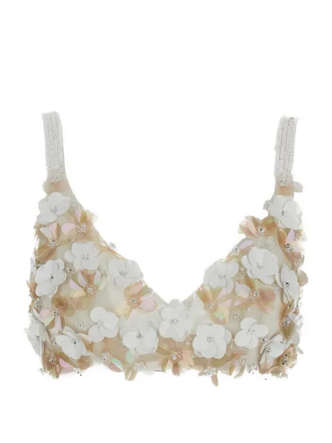 P.A.R.O.S.H. floral-embellished sequin top Neutrals D311708GYM802