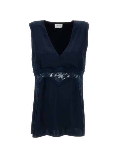 P.A.R.O.S.H. lace-trim V-neck top Blue D313359PAKY