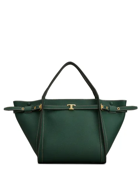 Tod's T Signature shopping bag in leather small Green XBWTIMA0200WKA
