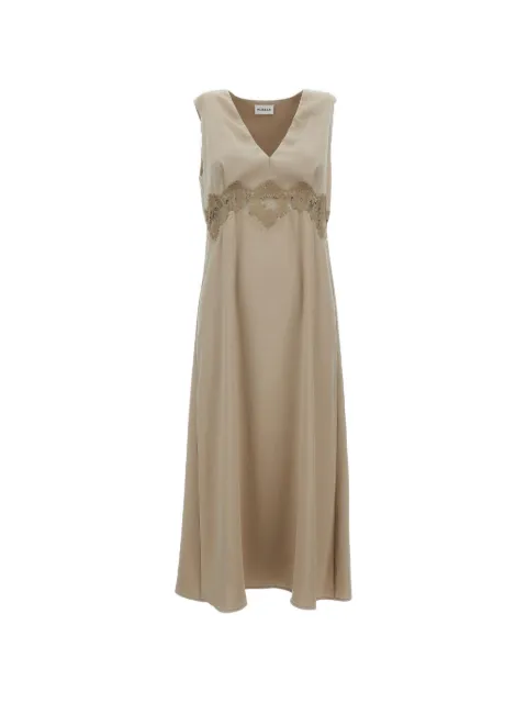 P.A.R.O.S.H. lace-detail V-neck midi dress Neutrals PAKYD726133