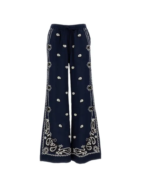 P.A.R.O.S.H. embroidered wide-leg trousers Blue BEACH26D230760