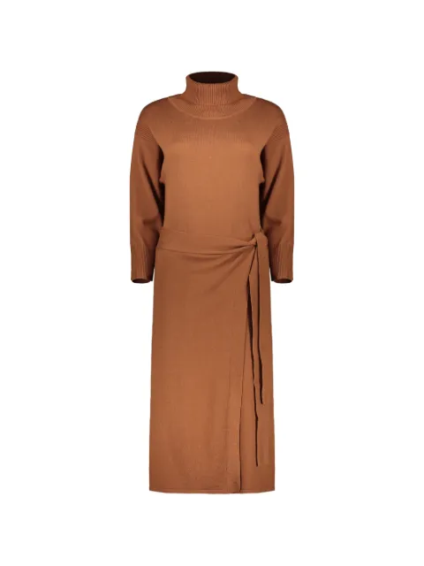 Yves Salomon high-neck gathered midi dress Brown 25W25WYR50711MA6W