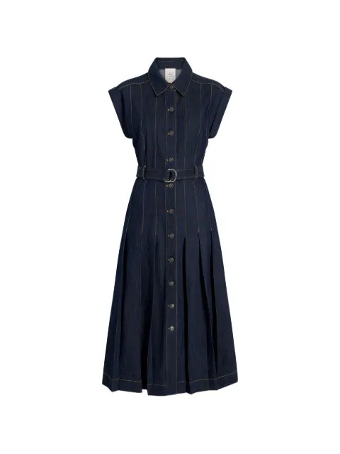 Cinq A Sept Karter pleated belted midi dress Blue ZD32941502Z