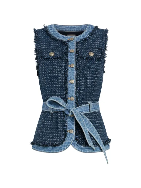Cinq A Sept Joans frayed belted vest Blue ZV03011104ZBHIM