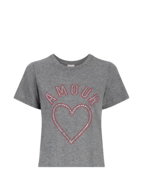 Cinq A Sept Crystal Amour Heart shrunken T-shirt Grey ZT1237989ZHTBI