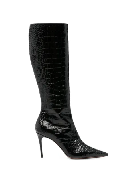Paris Texas Vera crocodile-effect leather boots Black PX2047XCOCO