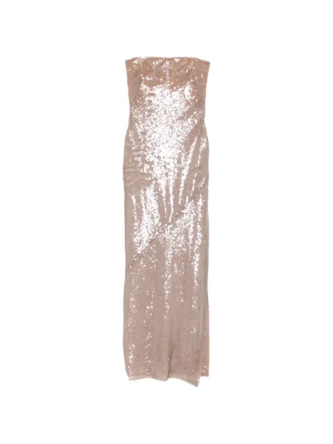 Galvan London sequin-embellished bandeau maxi dress Neutrals DR0392