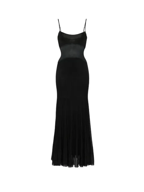 Galvan London Belladonna mesh-panel maxi dress Black DR8701