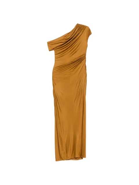 Galvan London cascading off-shoulder dress Brown DR0342