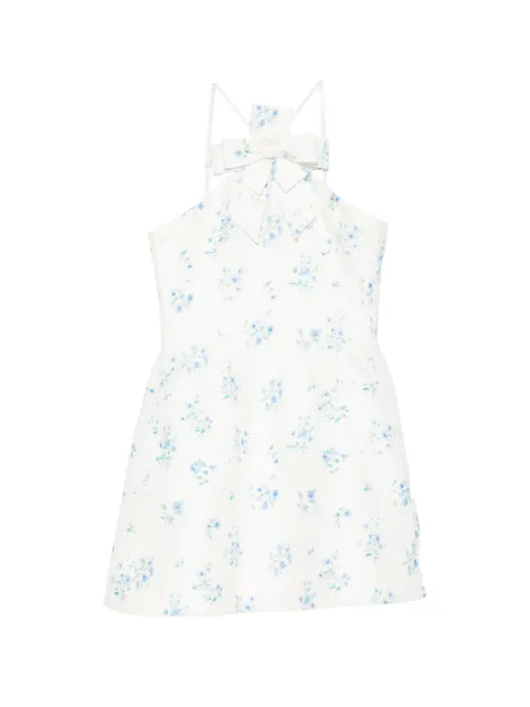 SHUSHU/TONG floral-print bow-detail mini dress White NADFDR01ZSM127