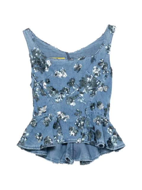 Marques'Almeida sequin-embellished top Blue PF26TP0758SQDNMBL