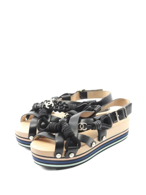 CHANEL Pre-Owned 1986-1988 Mark sandals Black 1039695