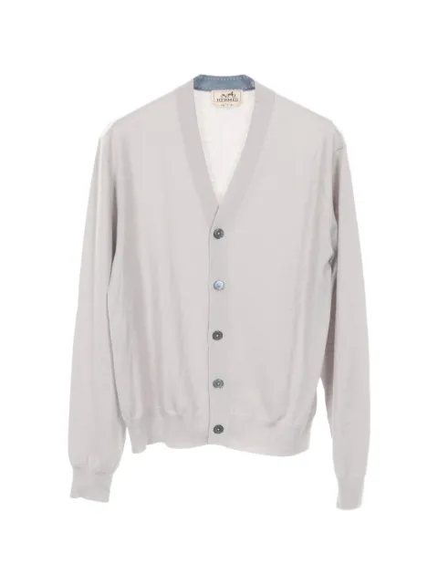 Hermès Pre-Owned 2010s V-neck wool cardigan Grey 1037344