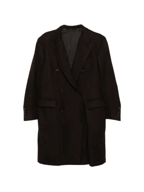 Brioni Spiga double-breasted overcoat Brown RO2R0LOC3262500
