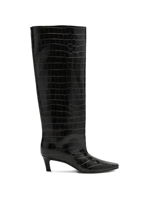 TOTEME croc-embossed knee-high boots Brown 231913847892