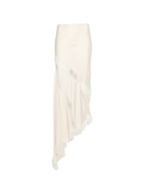 THE ANDAMANE Rosetta lace-detail asymmetric midi skirt Neutrals T190353ATNV135