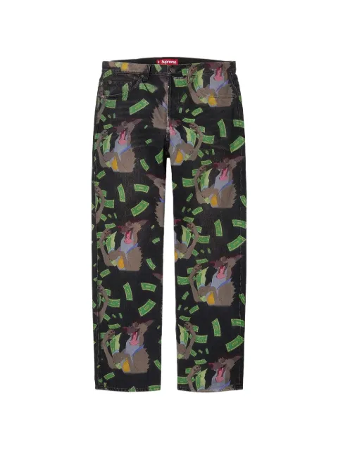 Supreme All Dogs Go To Heaven printed jeans Black SU26918