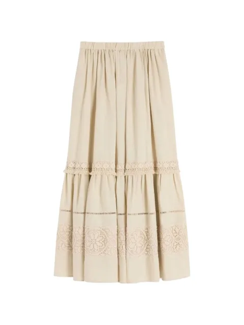 Weekend Max Mara lace-insert tiered skirt Neutrals 2615101023600