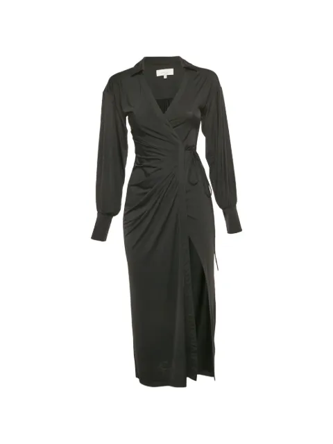 L'Agence draped wrap midi dress Black 1178501