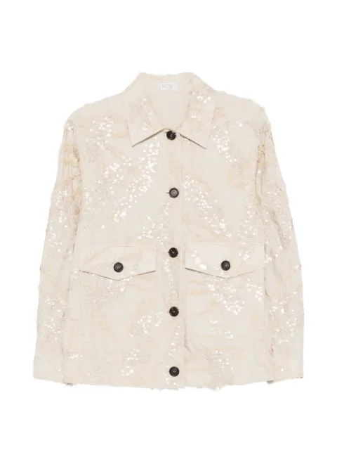Brunello Cucinelli sequin-embellished front-pocket jacket Neutrals M0F79HM206C9593