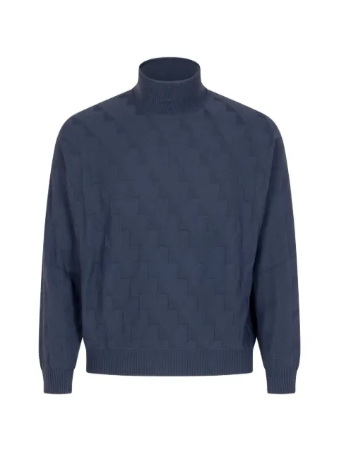 Emporio Armani Icon textured roll-neck sweater Blue EW002437AF18321U9302