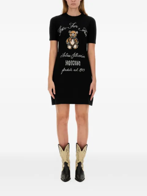 Moschino teddy-graphic mini dress Black V04905401
