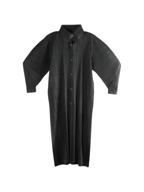 Pleats Please Issey Miyake button plissé coat Black PP66JA433