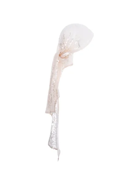 MANURÍ Pixie sequin-embellished headscarf Neutrals MRSS26PLEL9ACC24