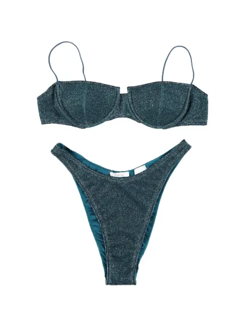 Oséree Lumière balconette bandeau bikini Blue LBS261PEACOCK